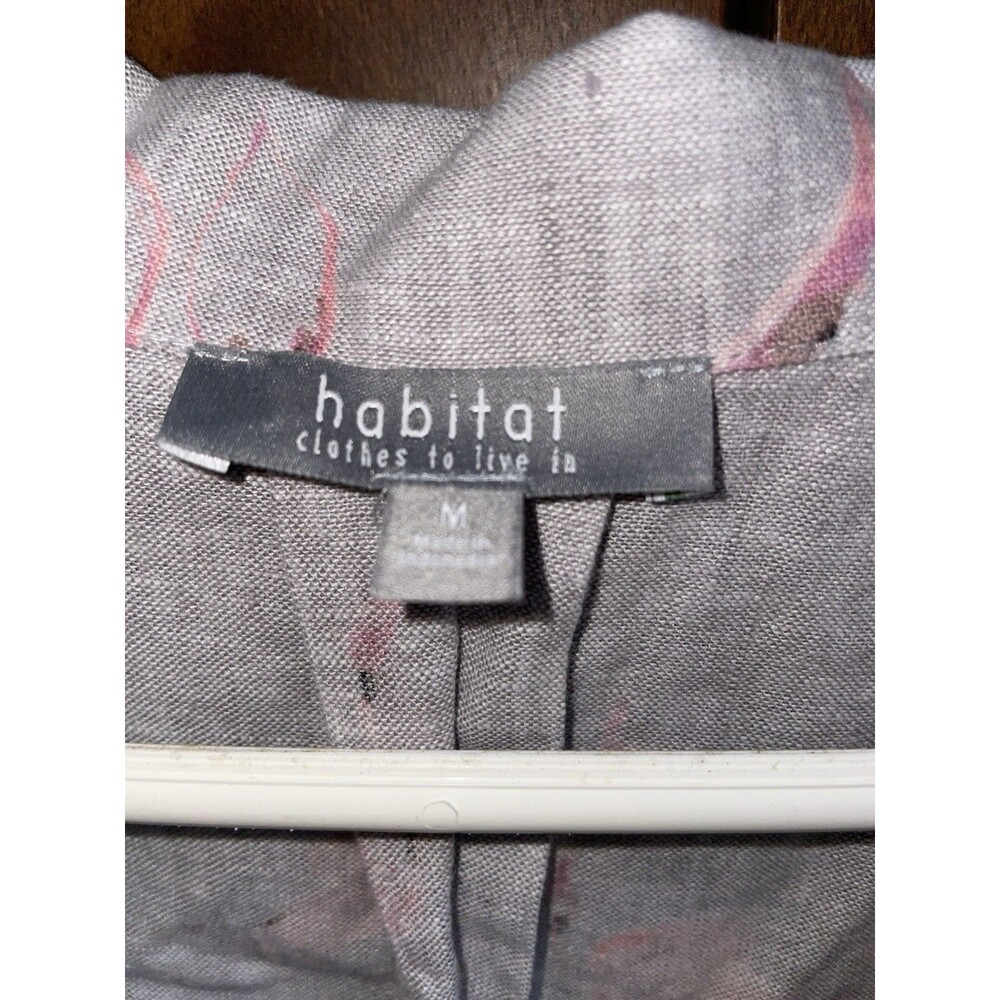 Habitat M Artsy Linen Blend Floral Collared Blouse/Top Lagenlook - Picture 5 of 6